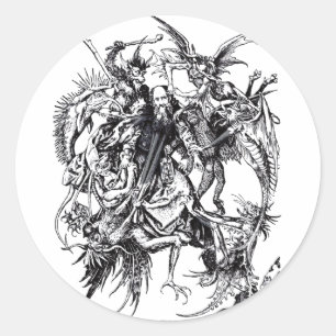 Versuchung des heiligen Antonius des Großen Runder Aufkleber