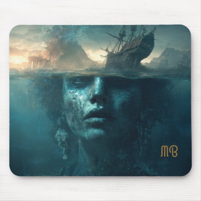 Versunkenes Sirenen-Geisterschiff Fantasy-Kunst Mousepad (Vorne)