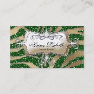 Vert 2 d'or de zèbre de carte de visite de bijoux