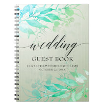 Vert Aquarelle Feuille Fleurs Mariage Livre d'or