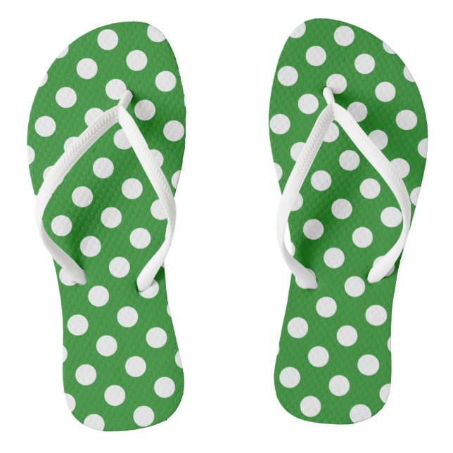 Vert avec tongs Pois blancs (Semelle)