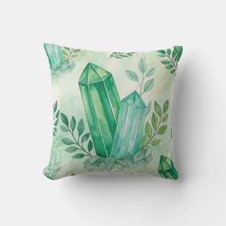 Vert Aventurine et Feuille Design Accent Coussin