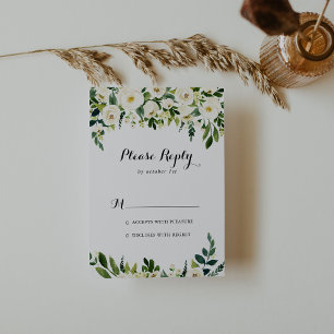 Vert Blanc Automne Floral Calligraphie RSVP