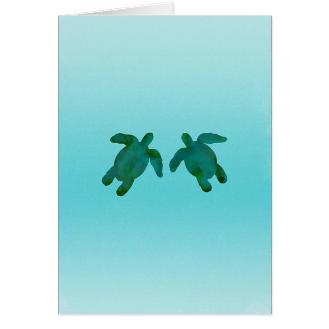 Vert bleu Aquarelle Océan 2 Tortues de mer (Devant)