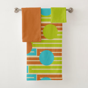 Vert citron, Cannelle Brown, Rectangles Turquoise 