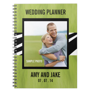 Vert de zèbre de photo de carnet de wedding planne