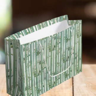 Vert doux avec fleurs blanches Sac cadeau