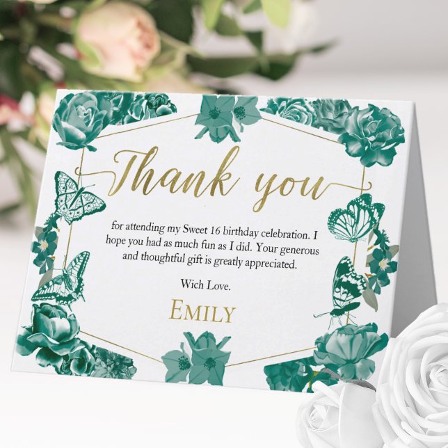 Vert émeraude 16 Cartes de remerciements doux (Créateur téléchargé)