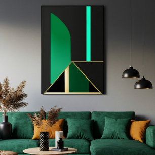 Vert émeraude et or Art déco Géométrique Abstrait