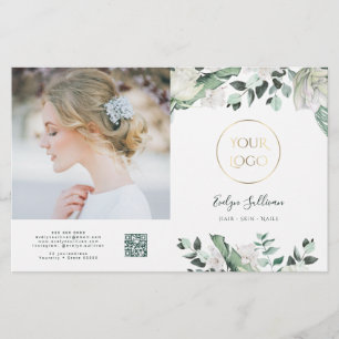 vert émeraude fleurs blanches brochure pliée