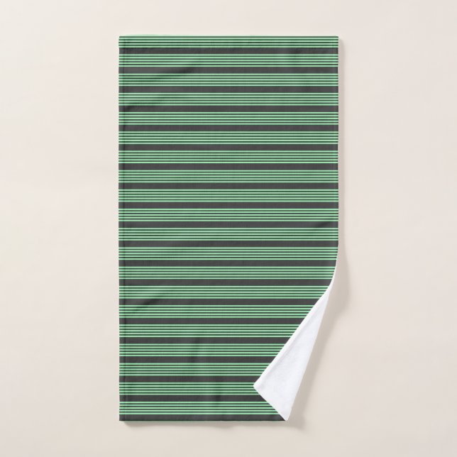 Vert et charbon de bois cinq bandes motif (Serviette à main)