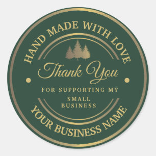 Vert et or merci sticker rond classique