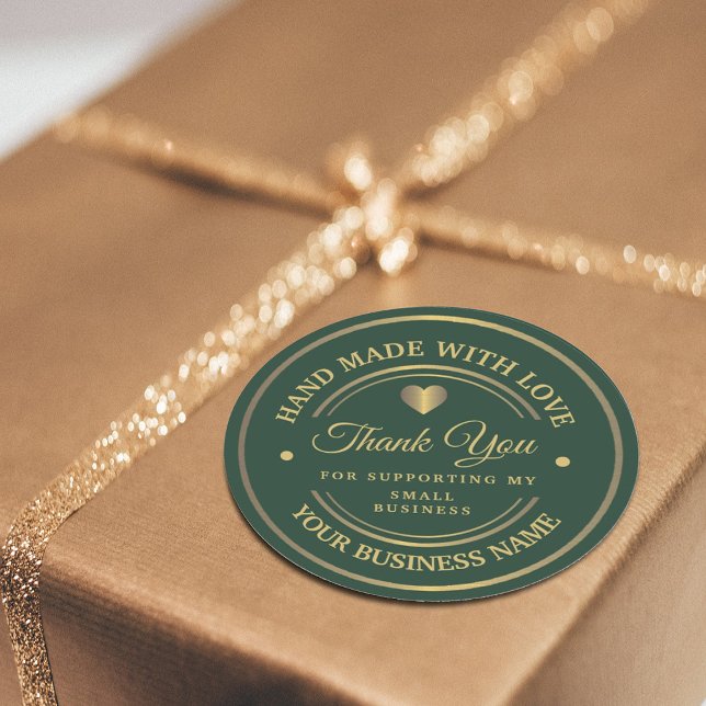 Vert et or | merci sticker rond classique (Créateur téléchargé)