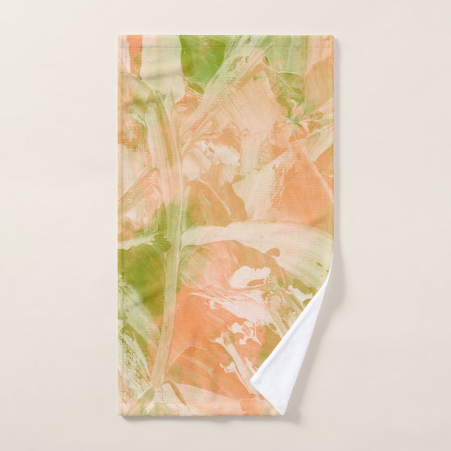 Vert et pêche Abstrait (Serviette à main)