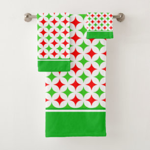 Vert et rouge Diamond Star Motif sur blanc