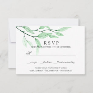 Vert éthérée MARIAGE RSVP REPAS CHOIX