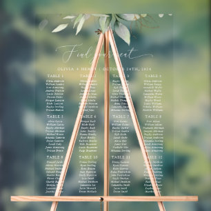 Vert, Eucalyptus Feuilles, Mariage Seating Chart