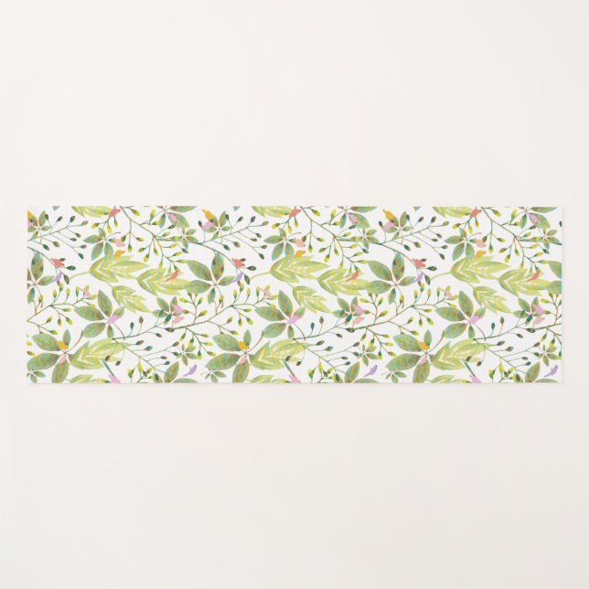 Vert Floral jardin d'oiseaux tapis de yoga (Devant (Horizontal))