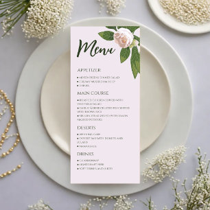 Vert Floral Simple Elégant Menu Mariage