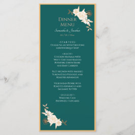 Vert foncé avec crème Rose Menu Mariage