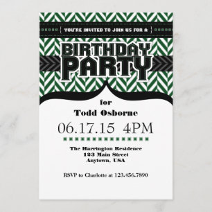 Vert foncé Blanc Noir Noir Fosse Invitation d'anni