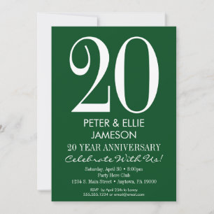 Vert foncé Moderne Simple Anniversaire Invitations