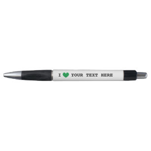 Vert I coeur promo stylos avec coutume i love text