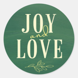 Vert Jaune Aquarelle Joie & Amour Étiquette de Noë