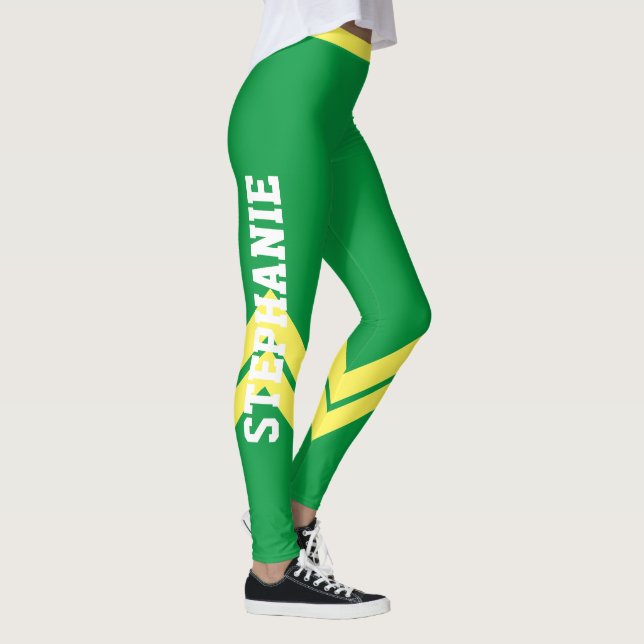 Vert Jaune & Blanc Moderne Leggings Chic (Droite)