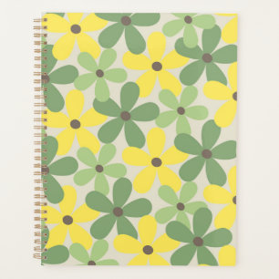 Vert jaune rétro Y2K les années 70 Fleur Motif