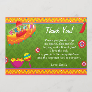 Vert mexicain de carte de remerciements de fiesta