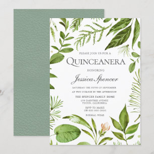 Vert moderne Été Printemps Quinceanera Invitation