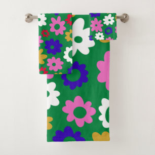 Vert Motif de fleurs scandinaves de couleur vive