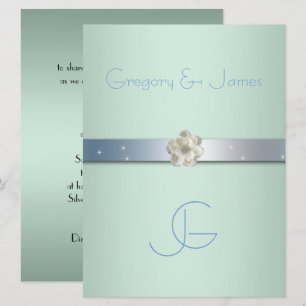Vert mousse et argent, invitation de mariage gay