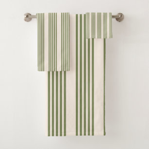 Vert olive et beige cinq rayures motif