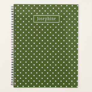 Vert olive et pois blancs avec nom