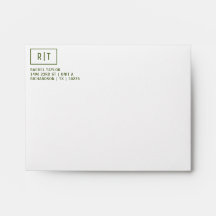 Vert olive foncé Monogramme Adresse de l'expéditeu