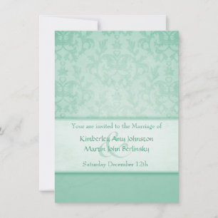 Vert pastel damassé faire-part de mariage formelle