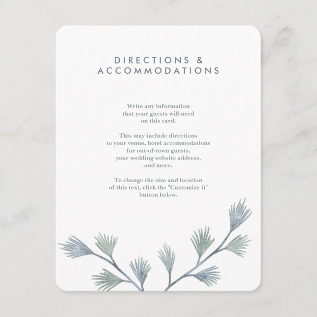 Vert pin moderne + Blanc Mariage Insérer Cartes (Devant)