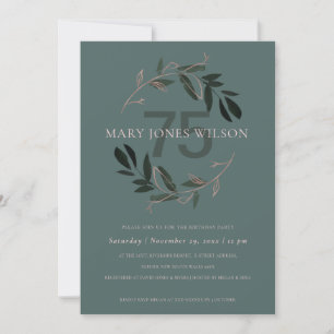 VERT ROSE FOLIAGE WREATH TOUT ÂGE 75 CARTE D'ANNIV