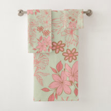 Vert rose rétro Y2K les années 70 Fleur Motif
