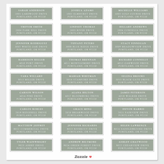 Vert sage | Étiquettes de adresse individuels (Feuille)