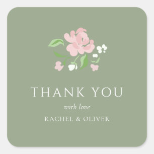 Vert Sauge   Autocollant de mariage floral petit