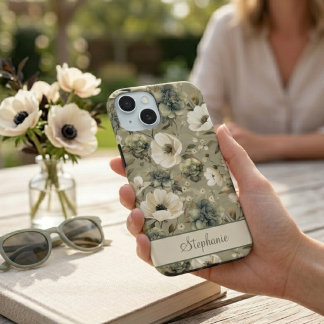 Vert Sauge Et Fleurs Personnalisées Crème