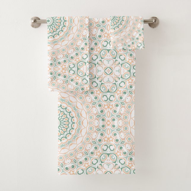 Vert sauge et motif mandala pêche (En situation)