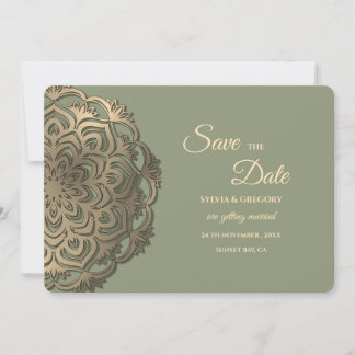Vert sauge et or faux pour une invitation élégante