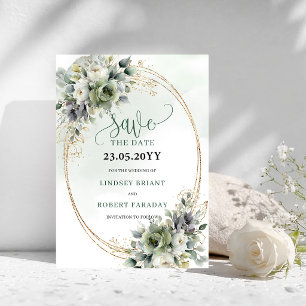 Vert sauge feuillage botanique Save The Date