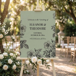 Vert sauge floral romantique vintage