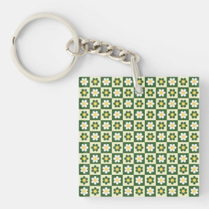 Vert sauge rétro et damier de marguerite crème