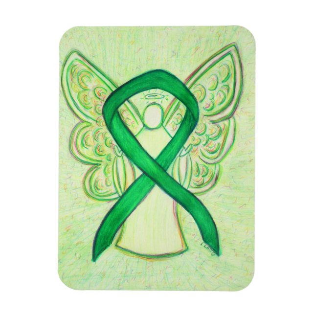 Vert Sensibilisation Ruban Angel Art Magnet person (Vertical)